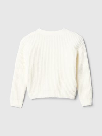 Baby CashSoft Shaker-Stitch Bear Cardigan