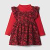 Baby Turtleneck Ruffle Pinafore Dress Set