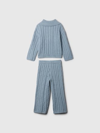 Baby & Toddler Cable-Knit Half-Zip Sweater Set