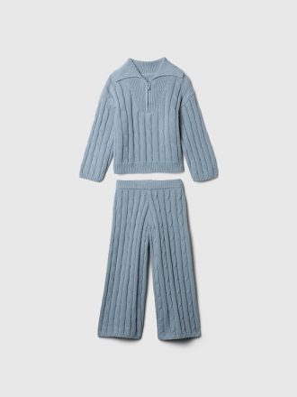 Baby & Toddler Cable-Knit Half-Zip Sweater Set