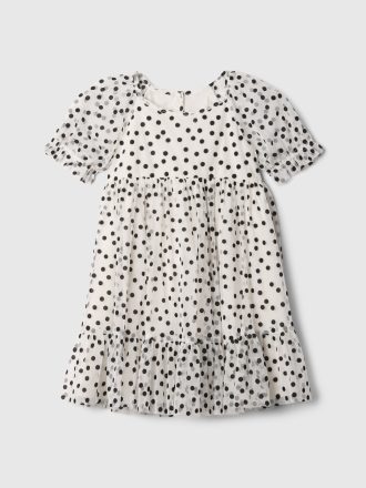 Baby & Toddler Puff Sleeve Polka Dot Tulle Dress