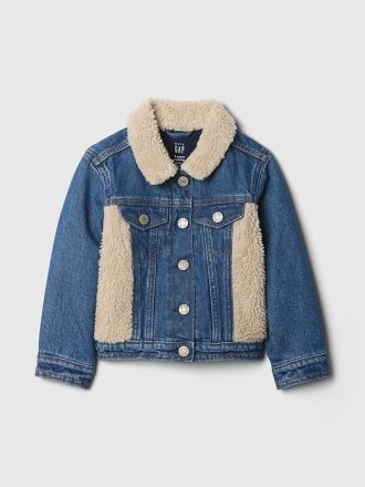 Baby & Toddler Sherpa Heart Icon Denim Jacket