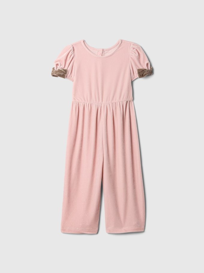 Baby & Toddler Velour Bow-Sleeve Jumpsuit