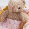 Moppettes Bea Bear Stuffed Animal with Bassinet and Blanket Pillow