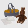 Moppettes Beau Bunny Stuffed Animal Bassinet and Pillow