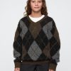 Kids Brushed Argyle V-Neck Sweater