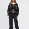 Kids Brushed Argyle V-Neck Sweater