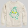 Kids Dr Seuss the Grinch Face Crew Fleece Graphic Sweatshirt