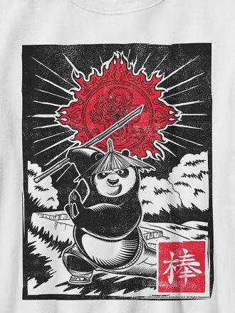 Kids Kung Fu Panda Panda Woodcut Graphic Tee