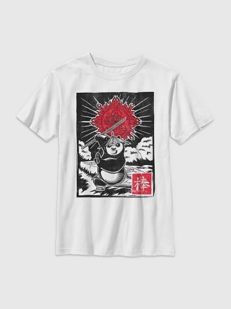 Kids Kung Fu Panda Panda Woodcut Graphic Tee