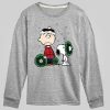 Kids Peanuts Charlie Brown and Snoopy Christmas Wreath Long Sleeve Graphic Tee