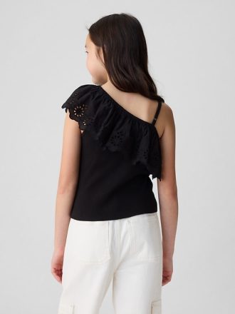 Kids Asymmetrical Eyelet Top