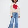 Kids Cropped Chunky Heart Sweater