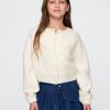 Kids Cropped Pointelle Heart Cardigan