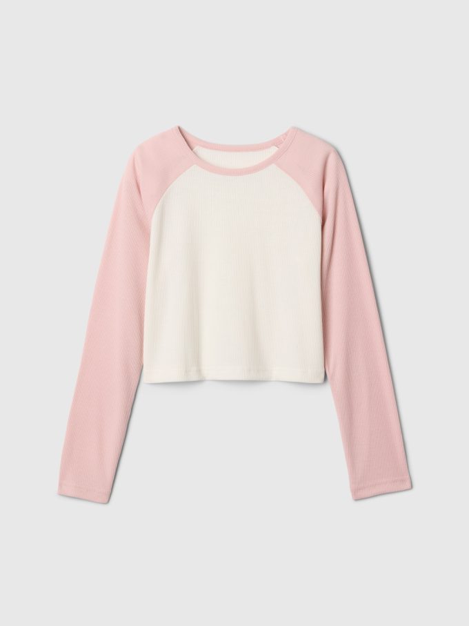 Kids Cropped Raglan Rib PJ Top