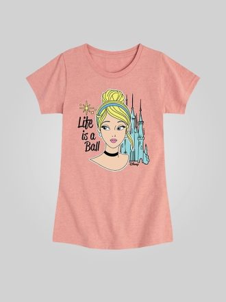 Kids Disney Princess Cinderella Life Is a Ball Fitted Short Sleeve Graphic Tee