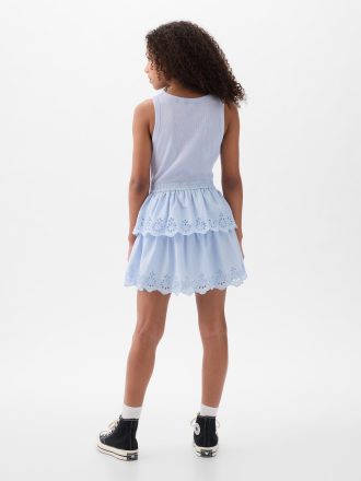 Kids Eyelet Tiered Dress