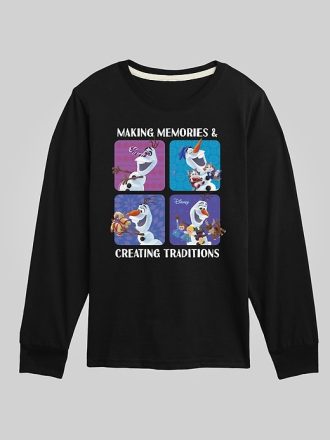 Kids Frozen Olaf Making Memories Creating Traditions Long Sleeve Graphic Tee