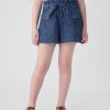 Kids High Rise Paperbag Denim Shorts