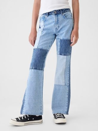 Kids High Rise Patchwork ’70s Flare Jeans