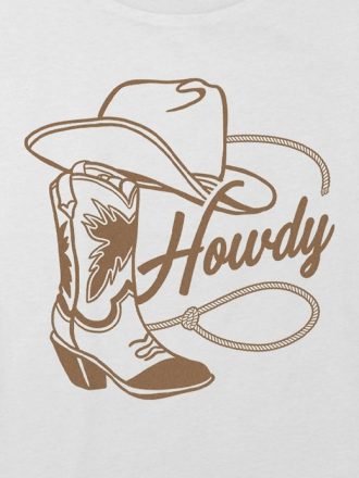 Kids Howdy Cowgirl Graphic Boxy Crop Tee