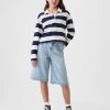 Kids Mid Rise Longline Denim Shorts
