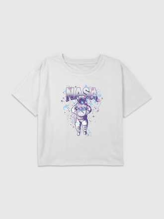 Kids NASA Pastel Astronaut Graphic Boxy Crop Tee