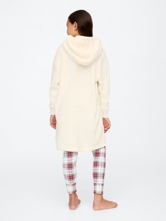 Kids Recycled Sherpa Logo Hoodie Robe