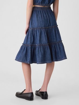 Kids Tiered Denim Midi Skirt