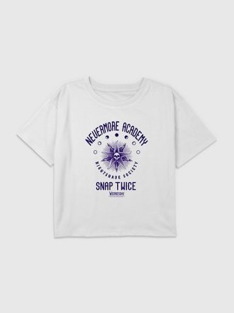 Kids Wednesday Nevermore Academy Graphic Boxy Crop Tee