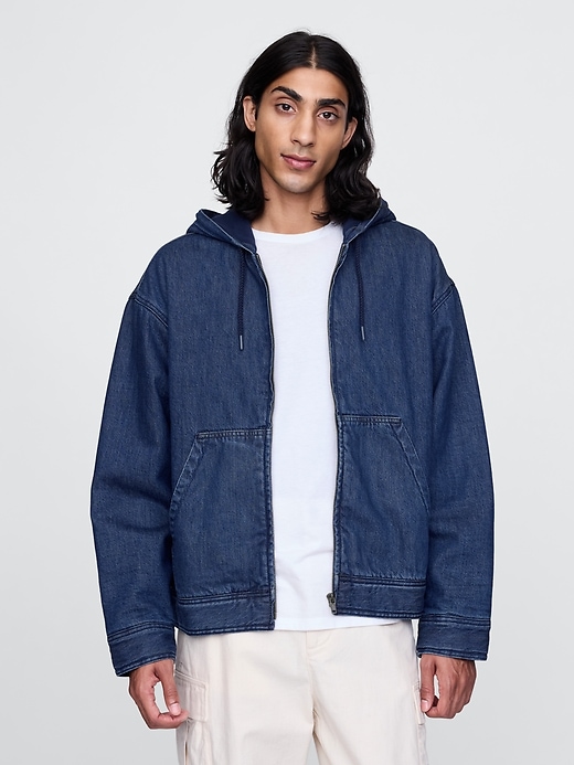 Oversized Lined Denim Hoodie Oversized Lined Denim Hoodie
