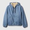 Oversized Sherpa-Lined Denim Zip Hoodie