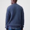 Quarter-Zip Plaited Knit Pullover Sweater