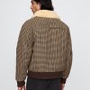 Wool-Blend Houndstooth Bomber Jacket