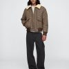 Wool-Blend Houndstooth Bomber Jacket