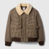 Wool-Blend Houndstooth Bomber Jacket