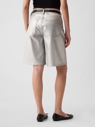 11.5″ Mid Rise Metallic Longline Denim Shorts