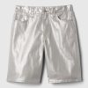 11.5″ Mid Rise Metallic Longline Denim Shorts