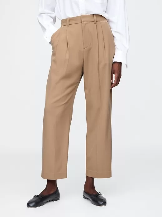 365 High Rise Brushed Twill Pleated Taper Trousers 365 High Rise Brushed Twill Pleated Taper Trousers