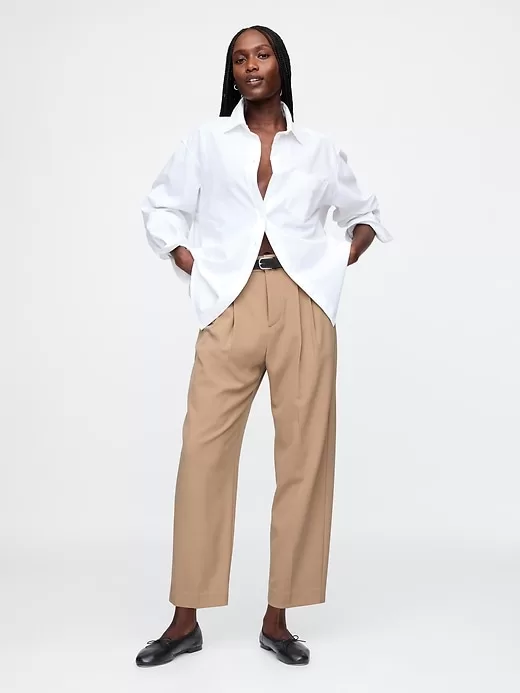 365 High Rise Brushed Twill Pleated Taper Trousers 365 High Rise Brushed Twill Pleated Taper Trousers