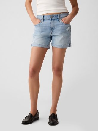 5″ Mid Rise Denim Girlfriend Shorts