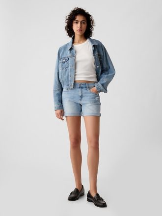5″ Mid Rise Denim Girlfriend Shorts