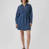 Belted Denim Mini Shirtdress