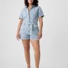Belted Denim Romper