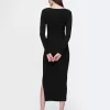 Boatneck Rib Midi Sweater Dress