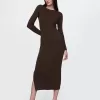 Boatneck Rib Midi Sweater Dress
