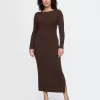 Boatneck Rib Midi Sweater Dress