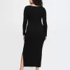 Boatneck Rib Midi Sweater Dress