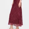 Burnout Velvet Midi Skirt