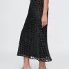 Burnout Velvet Midi Skirt